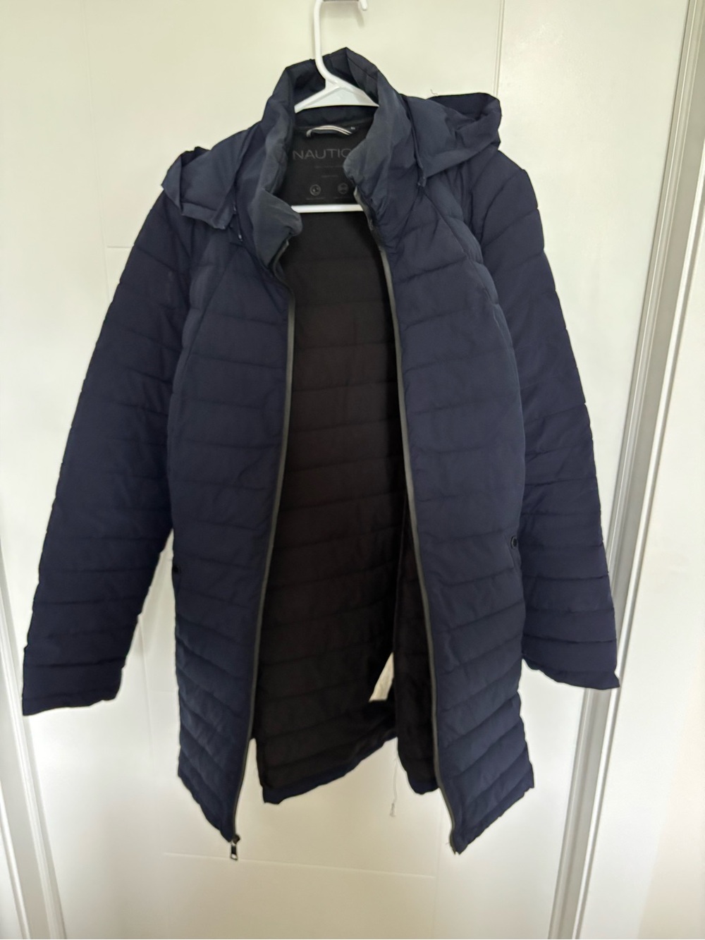 Nautica Women's Navy Quilted Hooded Puffer Coat